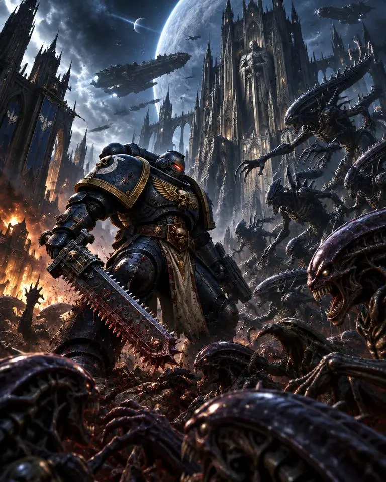 Original concept artwork for Warhammer 40K: Space Marine 2